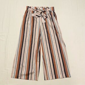 Zara Trafaluc Collection Belted Striped Trouser Pants Size Small